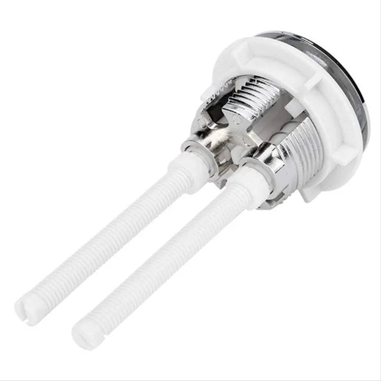 Round white dual-flush toilet button with 38mm diameter for single-piece toilet cisterns