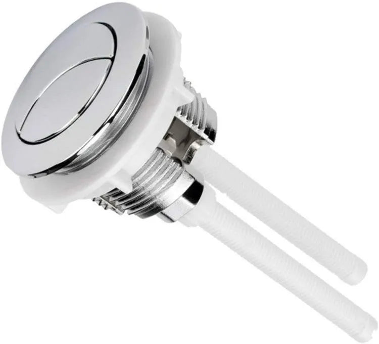 Round white dual-flush toilet button with 38mm diameter for single-piece toilet cisterns