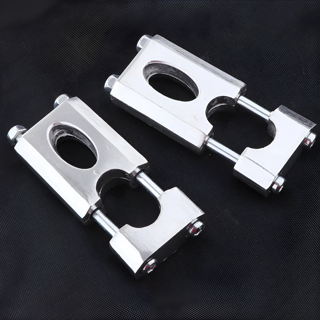 Silver CNC machined aluminum alloy handlebar riser set with screws for 22mm motorcycle mount, 68mm rise