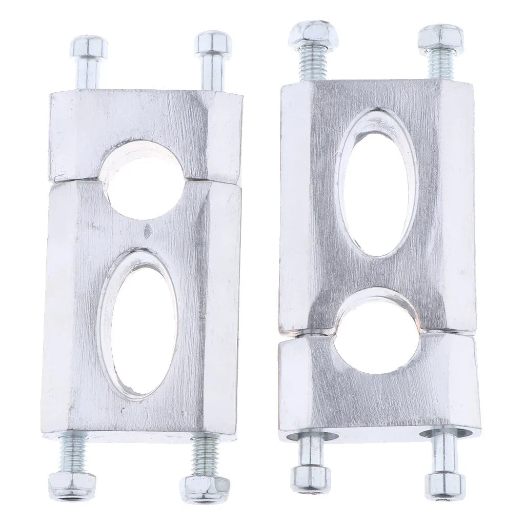 Silver CNC machined aluminum alloy handlebar riser set with screws for 22mm motorcycle mount, 68mm rise