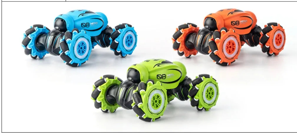 Gesture sensing remote control car in blue, green, or orange colours with transformation capability