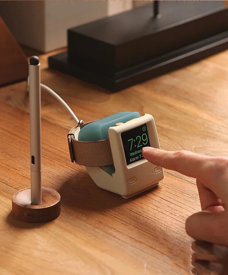 Apple Watch silicone charging stand in Mint Green, 4.5cm x 5.3cm x 7cm, compatible with 38-44mm models