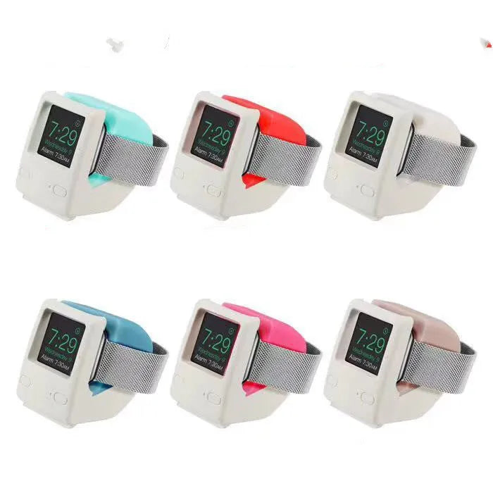 Apple Watch silicone charging stand in Mint Green, 4.5cm x 5.3cm x 7cm, compatible with 38-44mm models
