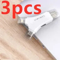 White ABS mobile phone memory card reader supporting SD and TF cards via USB 2.0