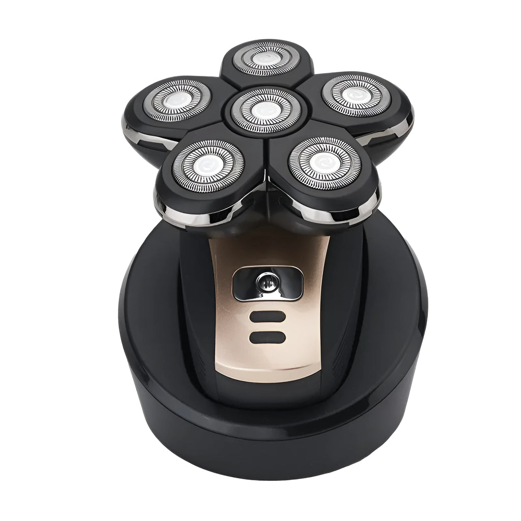 Smart digital men's five-head electric shaver with floating cutter head, USB charging, black colour