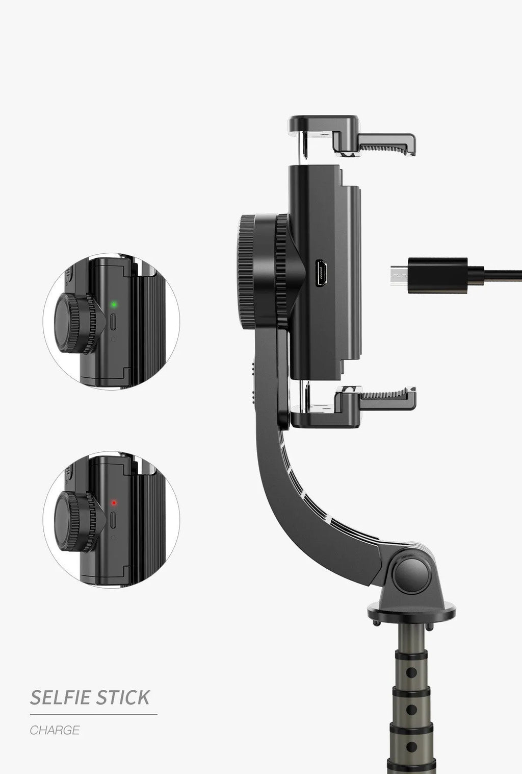 Black 3 in 1 Bluetooth selfie stick tripod and monopod with integrated bracket and 360 degree rotation