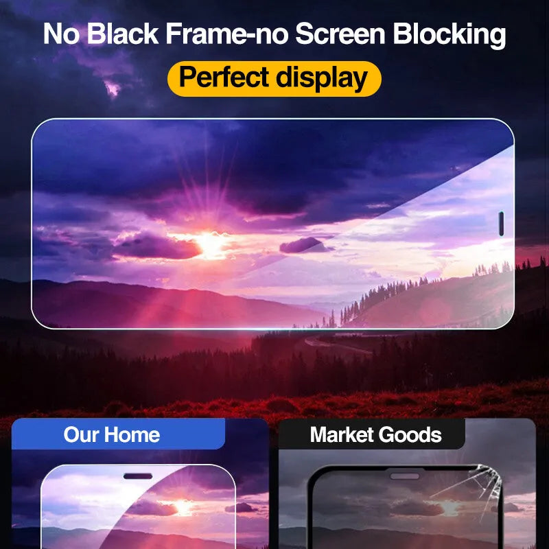 Four-pack of clear tempered glass screen protectors for iPhone with anti-blue light feature