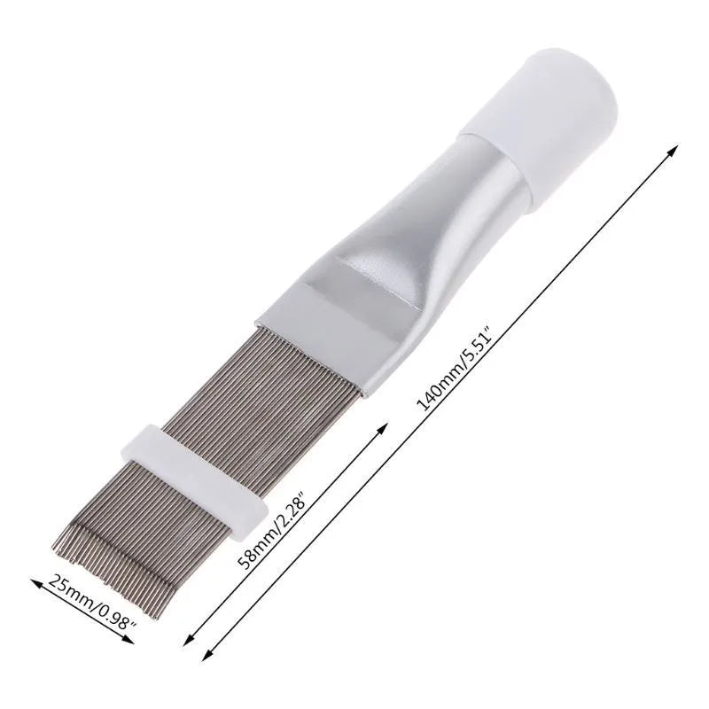 Stainless steel air conditioner fin comb and cleaning brush set for condenser maintenance