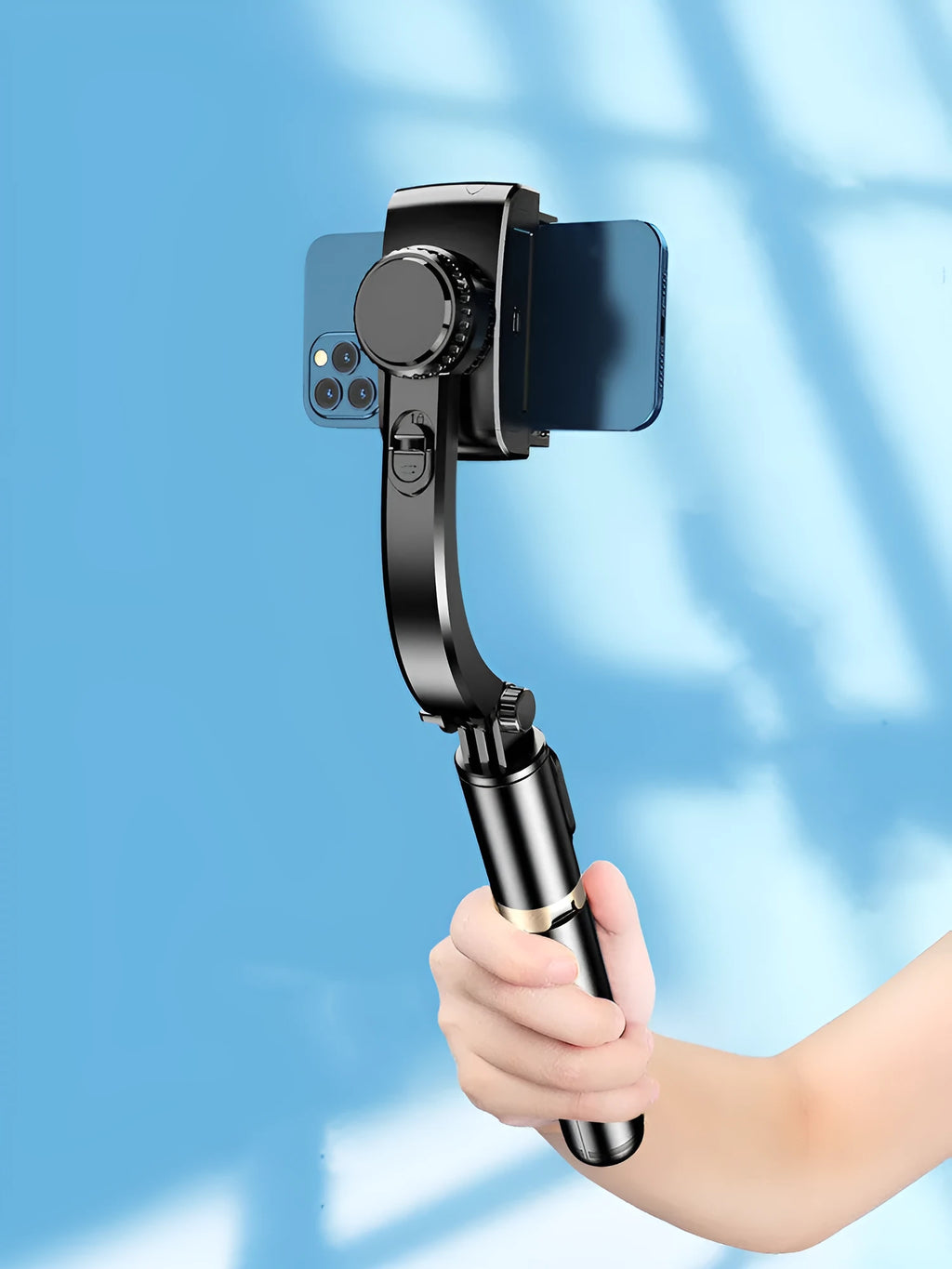Black 3 in 1 Bluetooth selfie stick tripod and monopod with integrated bracket and 360 degree rotation