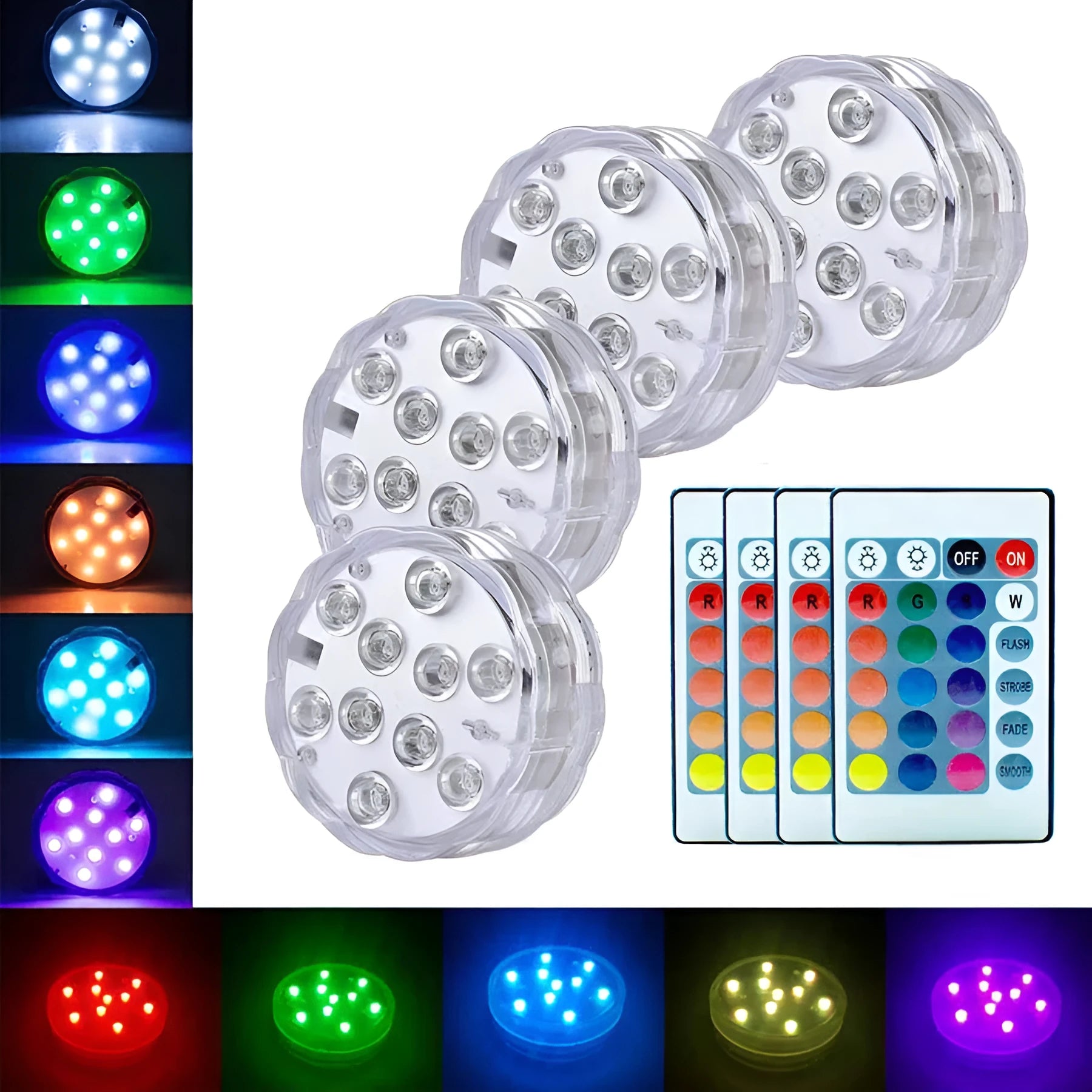 Waterproof decorative LED light with remote control for pools and gardens