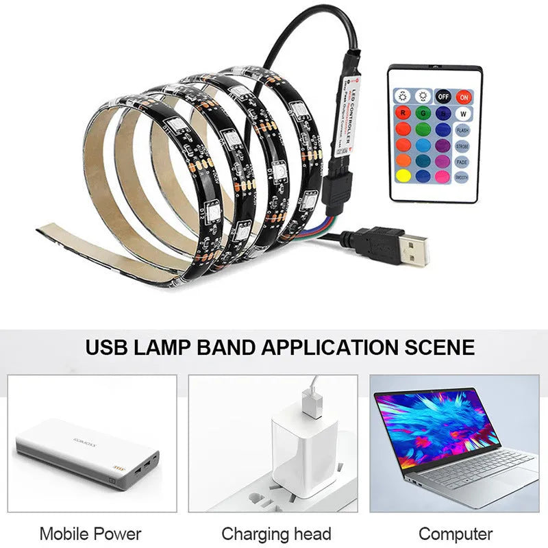 Bluetooth IR remote control TV background light LED strip with 30 LEDs per metre in 0.5m to 5m lengths