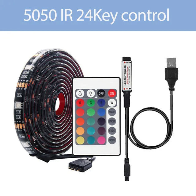 Bluetooth IR remote control TV background light LED strip with 30 LEDs per metre in 0.5m to 5m lengths