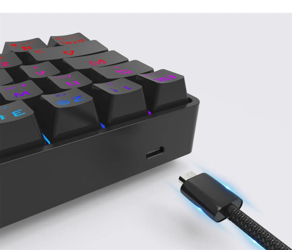 Wireless Bluetooth mechanical keyboard with colourful PBT keycaps, black colour, compact size