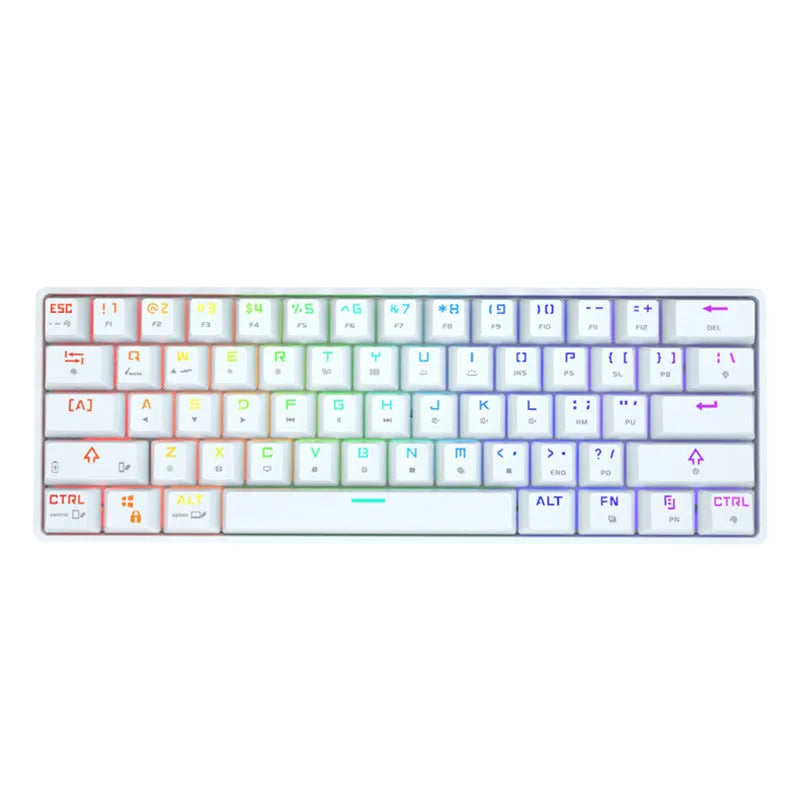 Wireless Bluetooth mechanical keyboard with colourful PBT keycaps, black colour, compact size