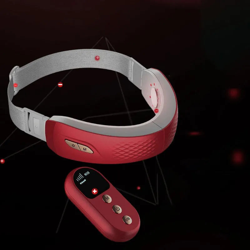 Micro-current high-frequency face-lifting device with colour light, ABS silicone shell, rechargeable, in red