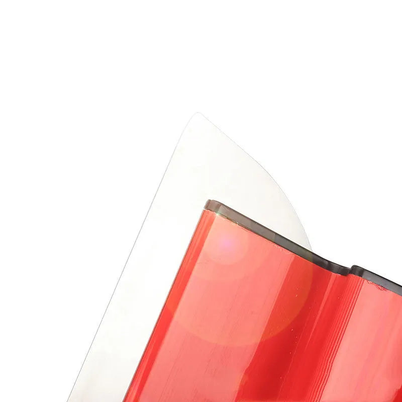 Red leveling scraper tool with a long 40 cm metal blade for wall putty and wallpaper work.