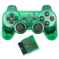 PS2 wireless game controller in seven colour options showing snowflake key design and USB connector