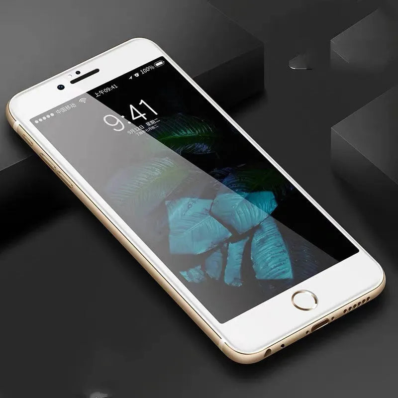 iPhone tempered glass screen protector compatible with Apple 6 to 8 Plus models in three-piece pack