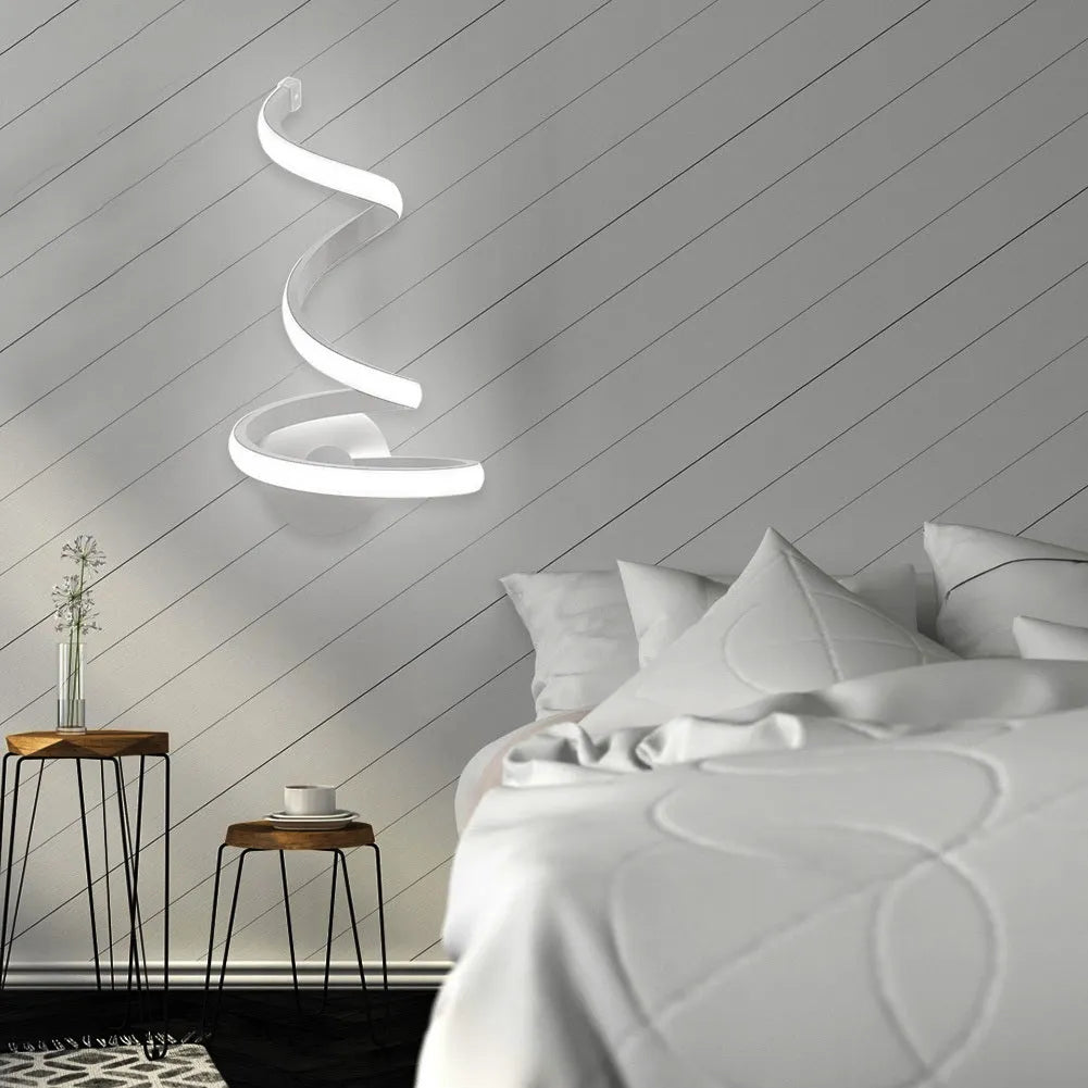 Modern aluminium LED wall lamp with outer snake style design and dual colour temperature options