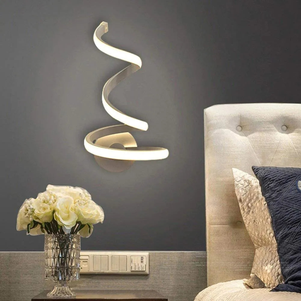 Modern aluminium LED wall lamp with outer snake style design and dual colour temperature options