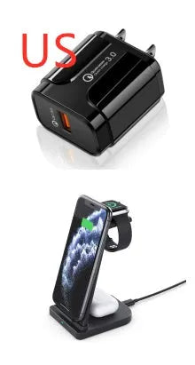 Foldable three-in-one wireless charger for mobile phone, headphones and smartwatch charging