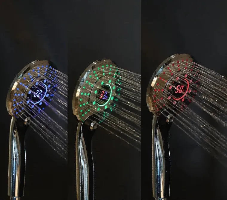 Adjustable 3 mode 3 colour LED shower head with temperature sensor for bathroom hand shower