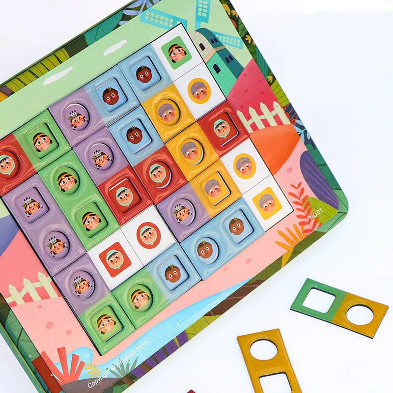 Magnetic glue butt bump reasoning logic table game for children with silicone game chess pieces in colour box packaging.