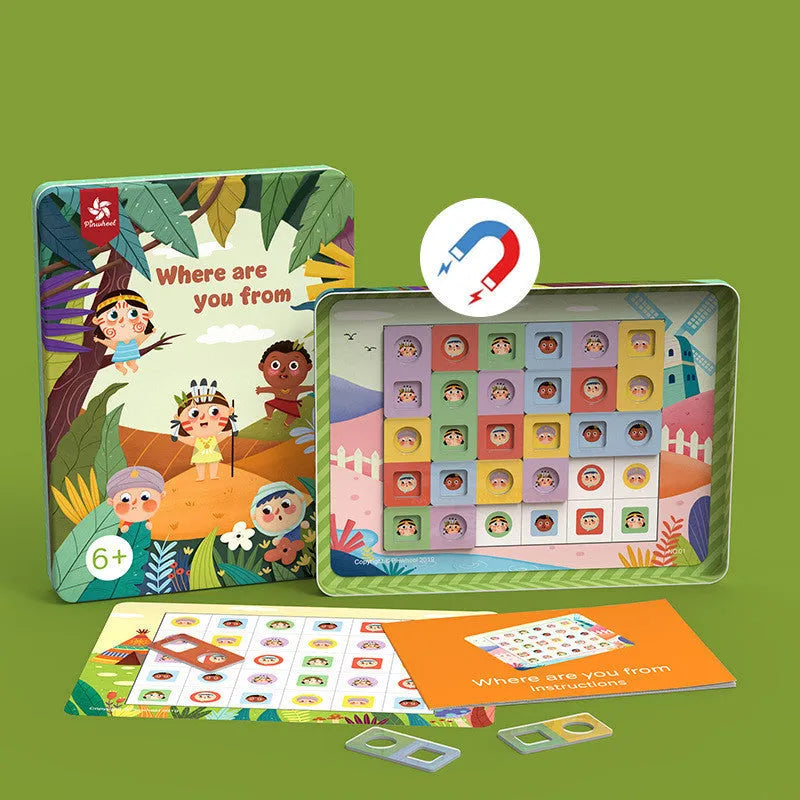 Magnetic glue butt bump reasoning logic table game for children with silicone game chess pieces in colour box packaging.