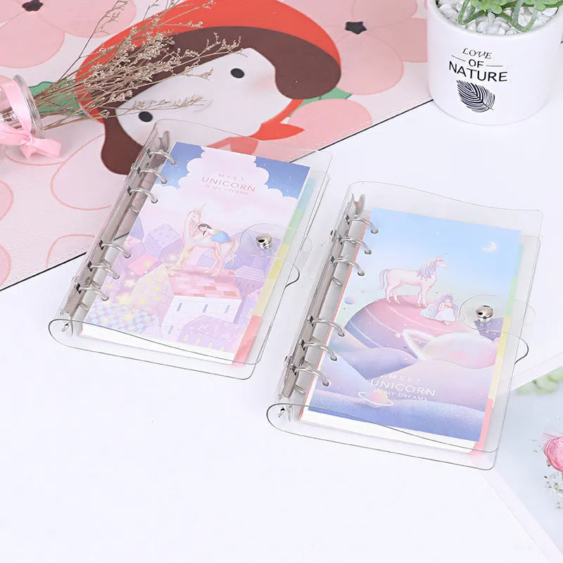 PVC metal binder shell in Alice Castle colour with loose leaf binding and pull side pocket