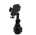 Black ABS car phone holder with 360-degree rotation and adjustable height on a car vent.