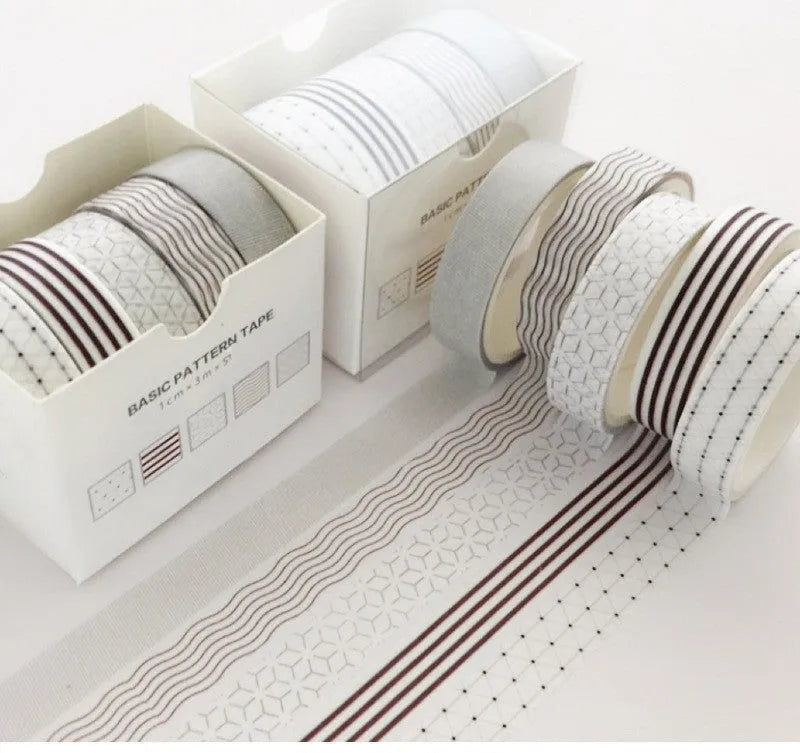 Basic pattern colour gift box set with self-adhesive pocket stickers in cane paper material