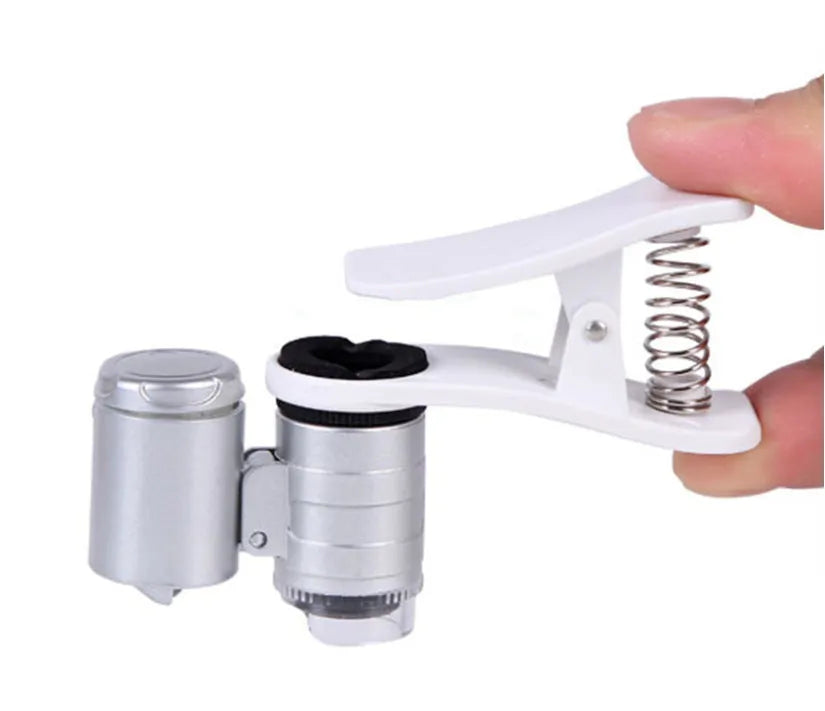 White plastic 60x universal clip mobile phone magnifier for spot observation