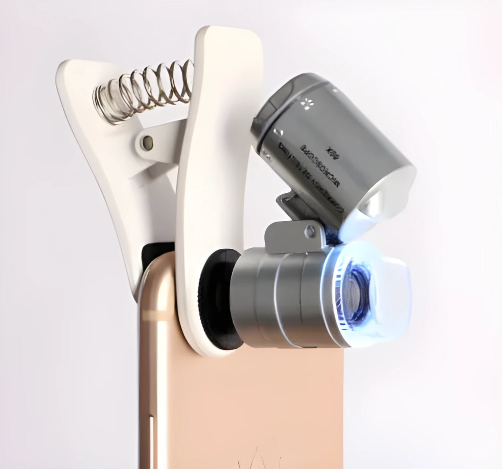 White plastic 60x universal clip mobile phone magnifier for spot observation