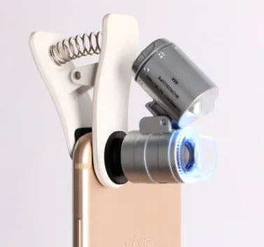White plastic 60x universal clip mobile phone magnifier for spot observation