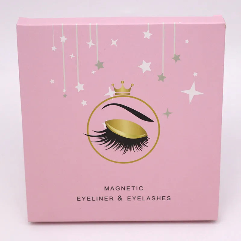 Magnetic mink false eyelashes and waterproof eyeliner set with five magnetic adsorption processes