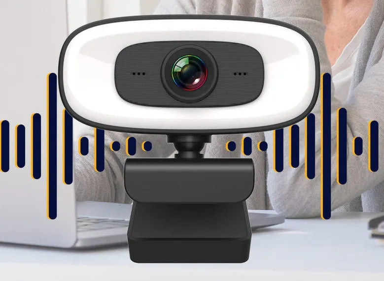 Black USB webcam with 2K resolution for desktop computers