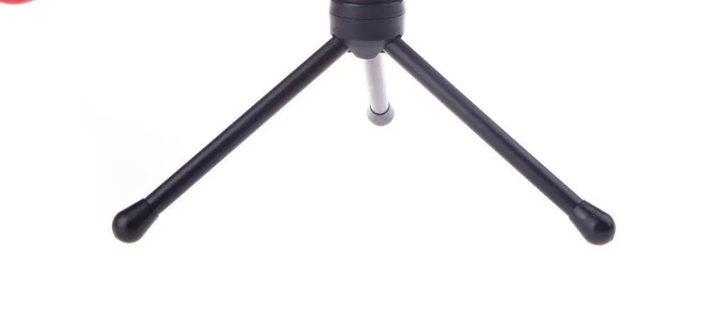 Black wired desktop PC microphone with a 13.3cm body mounted on a silver metal clip, showing a 1.85m coiled cable.