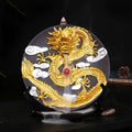 Ceramic backflow incense burner with Yellow Golden Dragon Plate finish and semi-manual craft detail