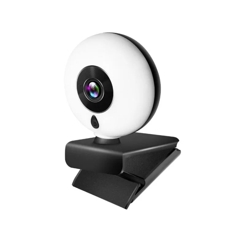 Black 2K HD USB webcam with drive-free PC connection, 12mm focal length, and 10m effective distance for live streaming.