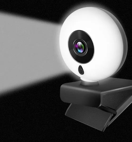 Black 2K HD USB webcam with drive-free PC connection, 12mm focal length, and 10m effective distance for live streaming.