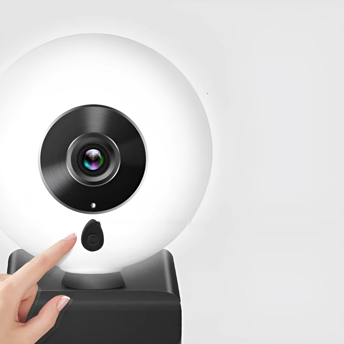 Black 2K HD USB webcam with drive-free PC connection, 12mm focal length, and 10m effective distance for live streaming.