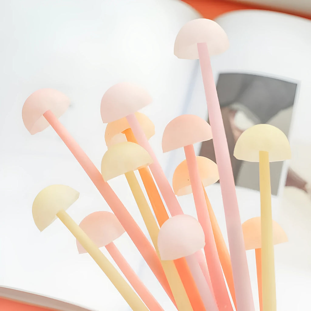Luminous mushroom silicone gel pen, black gel ink, 15.5cm body, 21.5g, cartoon stationery pen for office and students