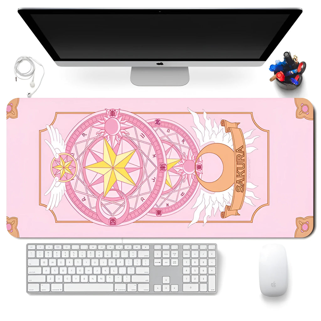 Sailor Moon non-slip desk mat with natural rubber backing and fine cloth surface, 300x700mm to 400x900mm