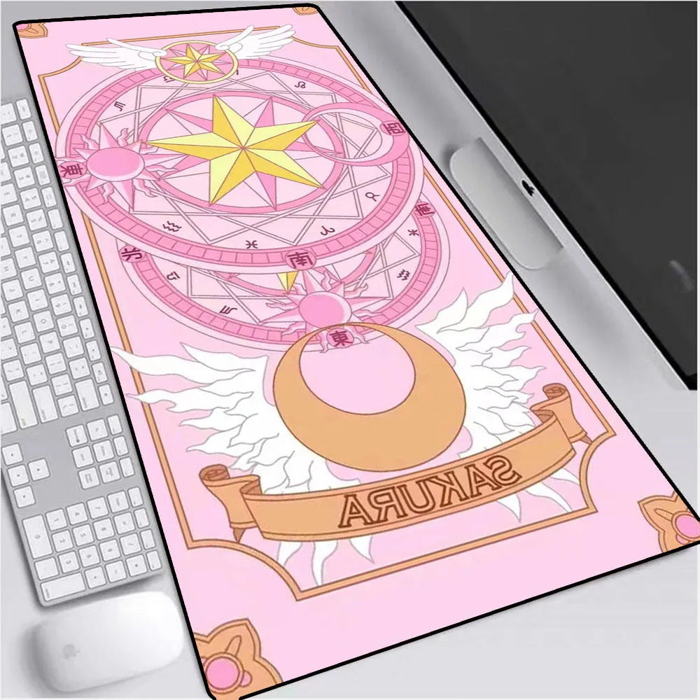 Sailor Moon non-slip desk mat with natural rubber backing and fine cloth surface, 300x700mm to 400x900mm