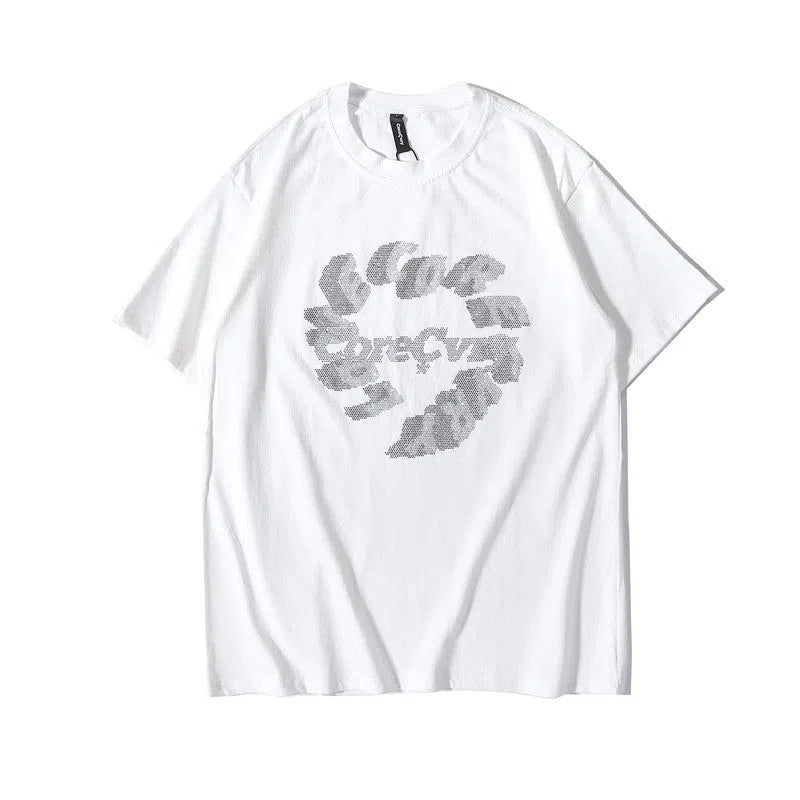 Loose fit short sleeve round neck T-shirt in black or white, sizes S to 2XL, commuter style