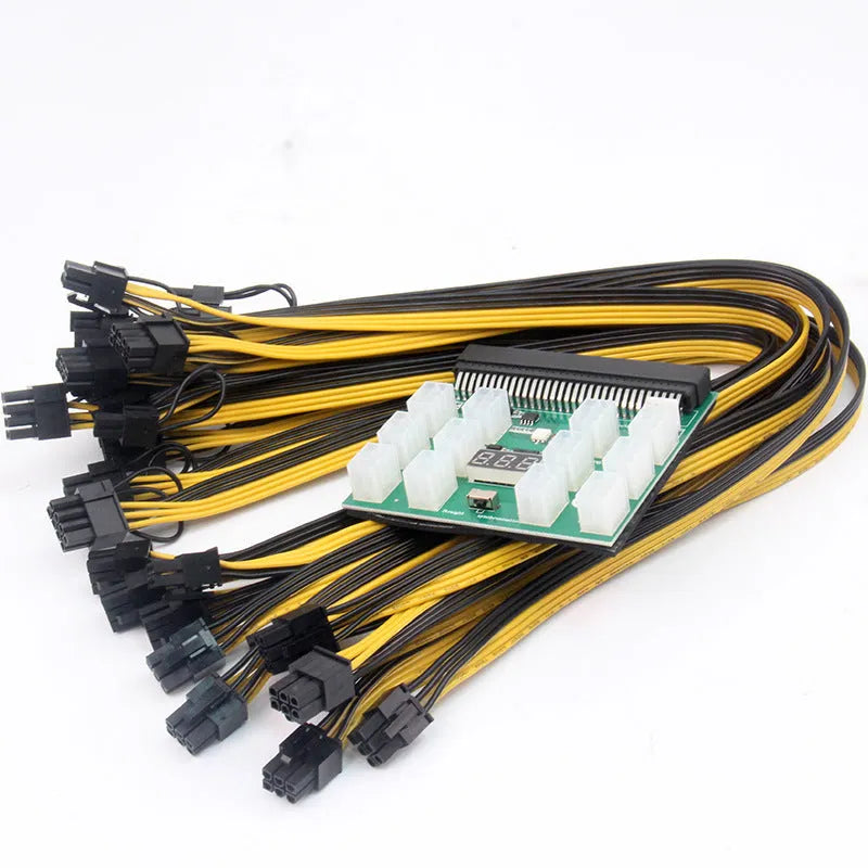 Server power conversion board to 6pin PCI-E adapter with twelve 50 cm black 8pin graphics card cables