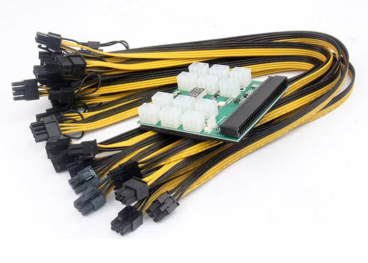Server power conversion board to 6pin PCI-E adapter with twelve 50 cm black 8pin graphics card cables