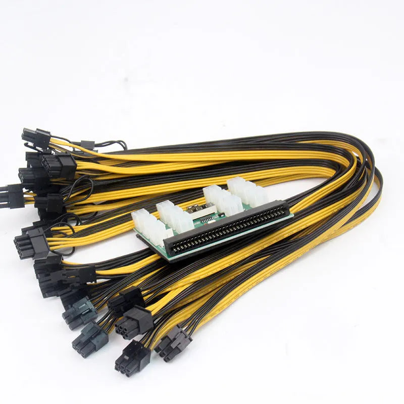 Server power conversion board to 6pin PCI-E adapter with twelve 50 cm black 8pin graphics card cables
