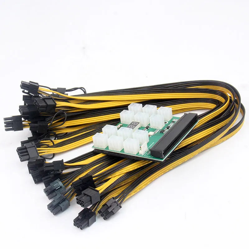 Server power conversion board to 6pin PCI-E adapter with twelve 50 cm black 8pin graphics card cables