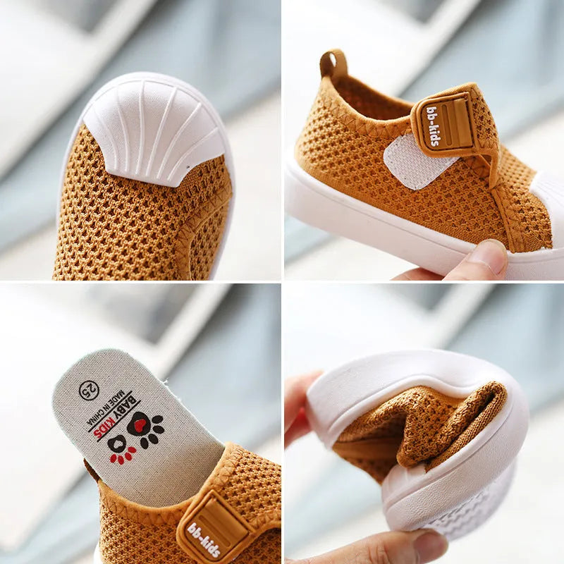Children's casual sneakers with PVC non-slip soles in yellow, grey, rubber powder, and black colours